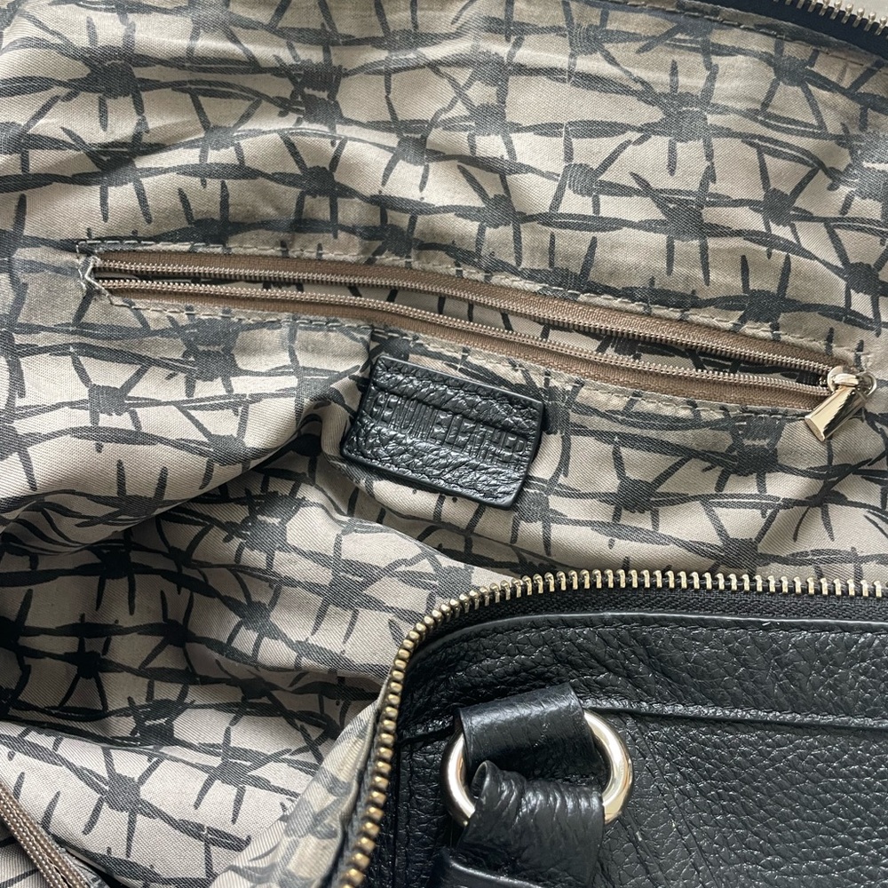 Genuine Black Leather Tote Bag Crossbody Strap - Picture 2 of 16